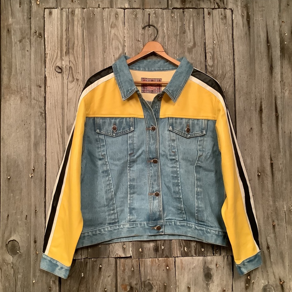 Vintage Revolt Denim Jean Jacket With Racer Stripes - Women’s Dead-stock